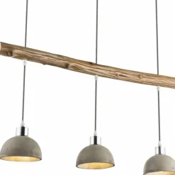 Lampes En Bois-Luminaires Globo Lighting Suspension Globo Jebel Bois foncé, Nickel mat, 3 lumières