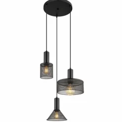 Luminaires Globo Lighting Suspension Globo JEDD Noir, 3 lumières* Suspensions