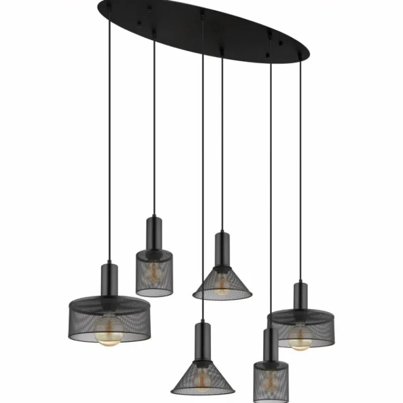 Luminaires Globo Lighting Suspension Globo JEDD Noir, 6 lumières* Suspensions