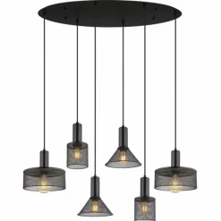 Luminaires Globo Lighting Suspension Globo JEDD Noir, 6 lumières* Suspensions