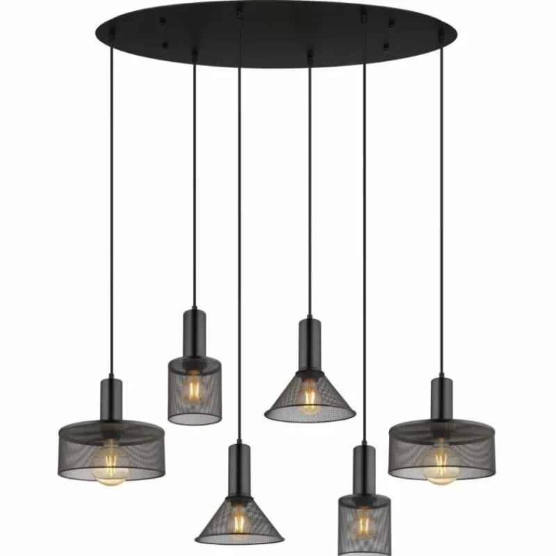 Luminaires Globo Lighting Suspension Globo JEDD Noir, 6 lumières* Suspensions
