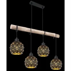 Lampes Dorées-Luminaires Globo Lighting Suspension Globo JODIE Or, Noir, 4 lumières