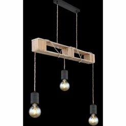 Luminaires Scandinaves-Luminaires Globo Lighting Suspension Globo JOELLE Brun, Bois clair, Noir, 3 lumières