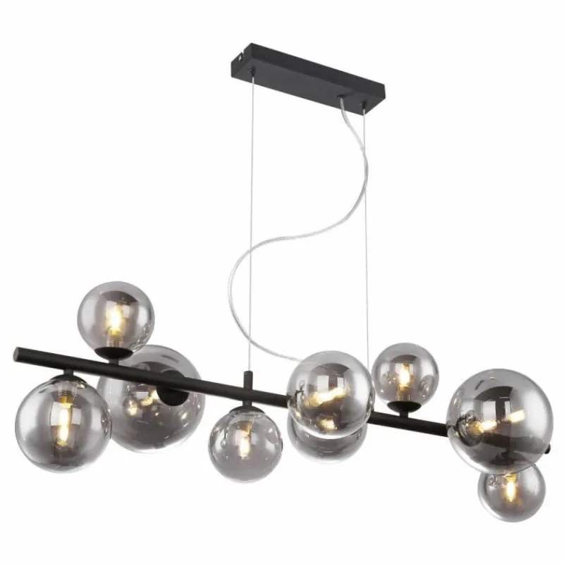 Suspension Verre Fumé-Luminaires Globo Lighting Suspension Globo JONDA LED Noir, 9 lumières