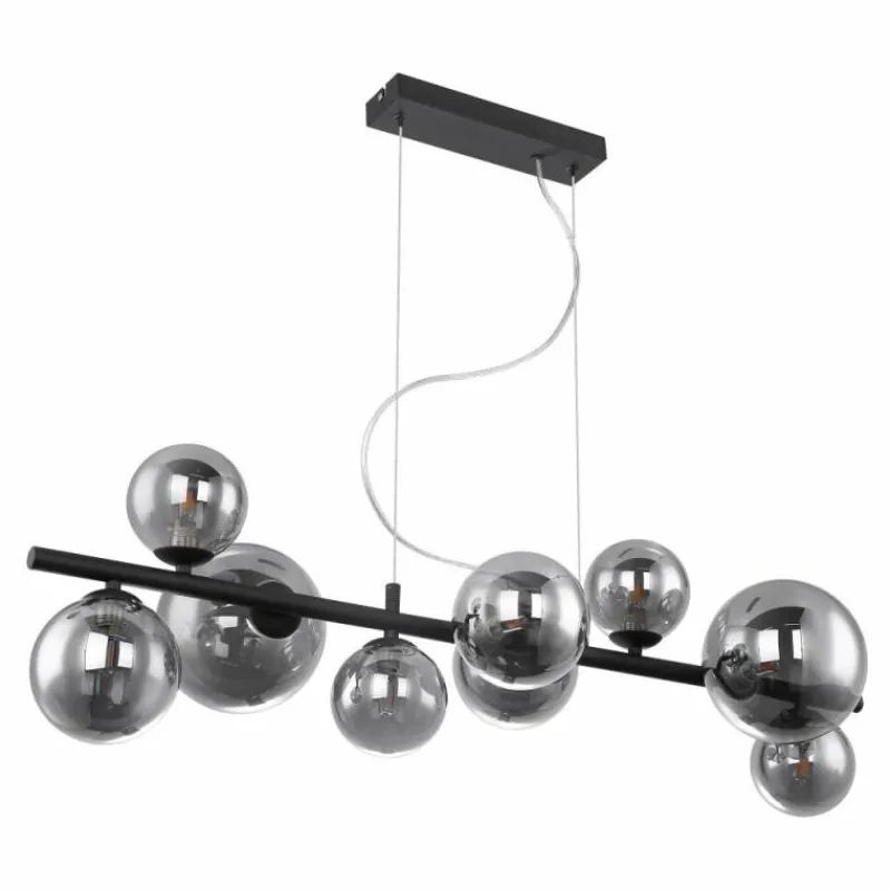 Suspension Verre Fumé-Luminaires Globo Lighting Suspension Globo JONDA LED Noir, 9 lumières