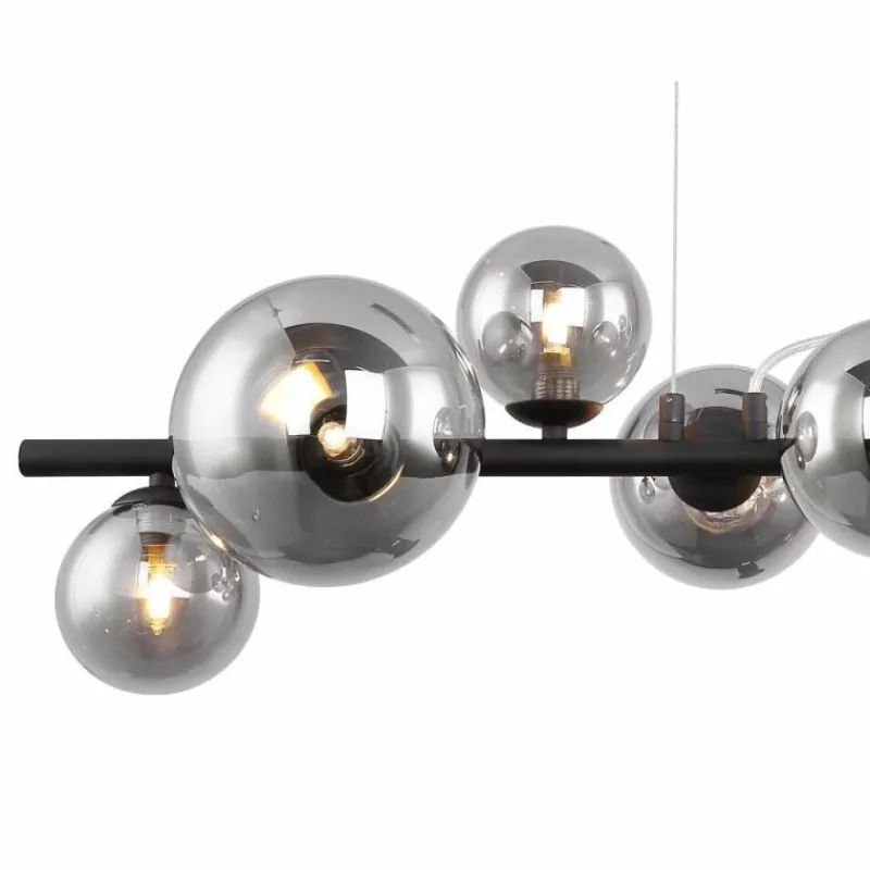Suspension Verre Fumé-Luminaires Globo Lighting Suspension Globo JONDA LED Noir, 9 lumières