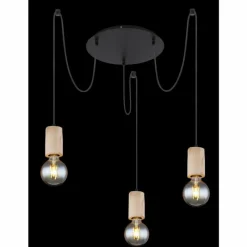 Luminaires Scandinaves-Luminaires Globo Lighting Suspension Globo JOSEBA Noir, 3 lumières