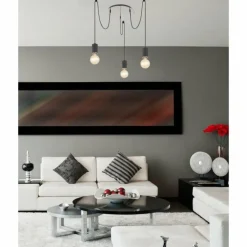 Luminaires Globo Lighting Suspension Globo JOSEBA Nickel mat, Noir, 3 lumières* Suspensions