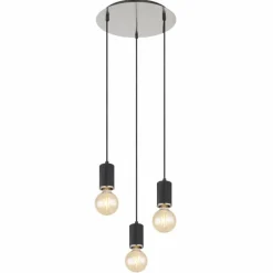 Luminaires Globo Lighting Suspension Globo JOSEBA Nickel mat, Noir, 3 lumières* Suspensions