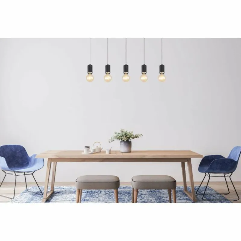 Luminaires Globo Lighting Suspension Globo JOSEBA Nickel mat, Noir, 5 lumières* Suspensions