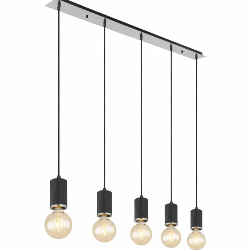 Luminaires Globo Lighting Suspension Globo JOSEBA Nickel mat, Noir, 5 lumières* Suspensions