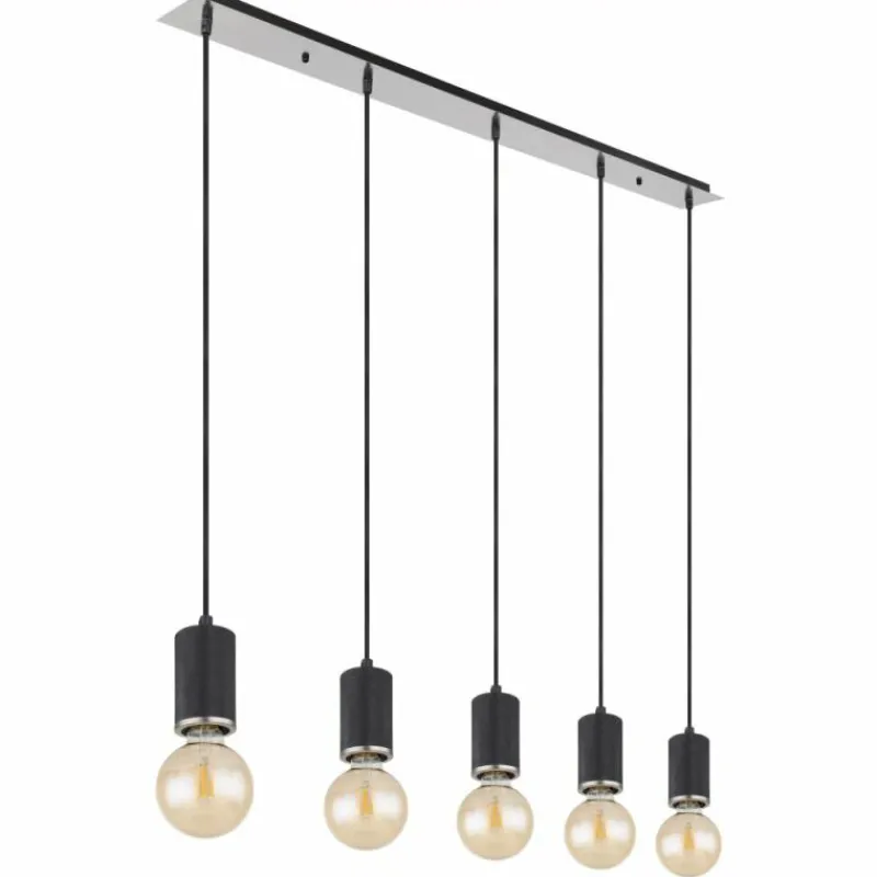Luminaires Globo Lighting Suspension Globo JOSEBA Nickel mat, Noir, 5 lumières* Suspensions