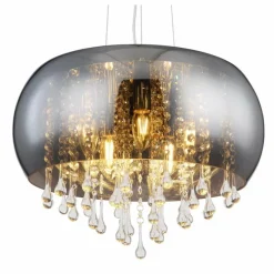 Suspension Verre Fumé-Luminaires Globo Lighting Suspension Globo KALLA Chrome, 1 lumière