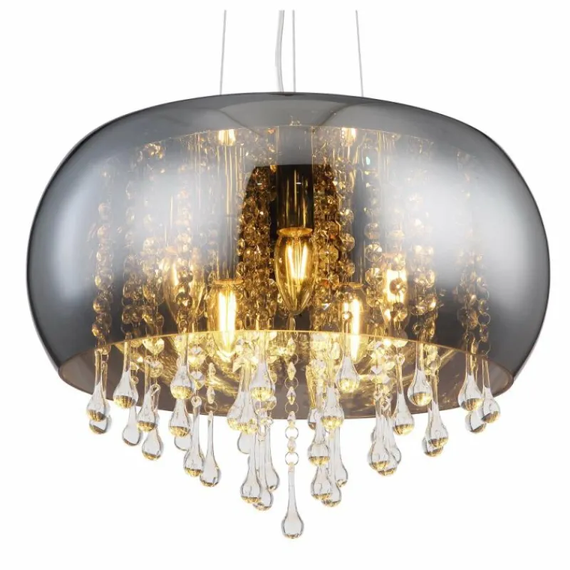 Suspension Verre Fumé-Luminaires Globo Lighting Suspension Globo KALLA Chrome, 1 lumière