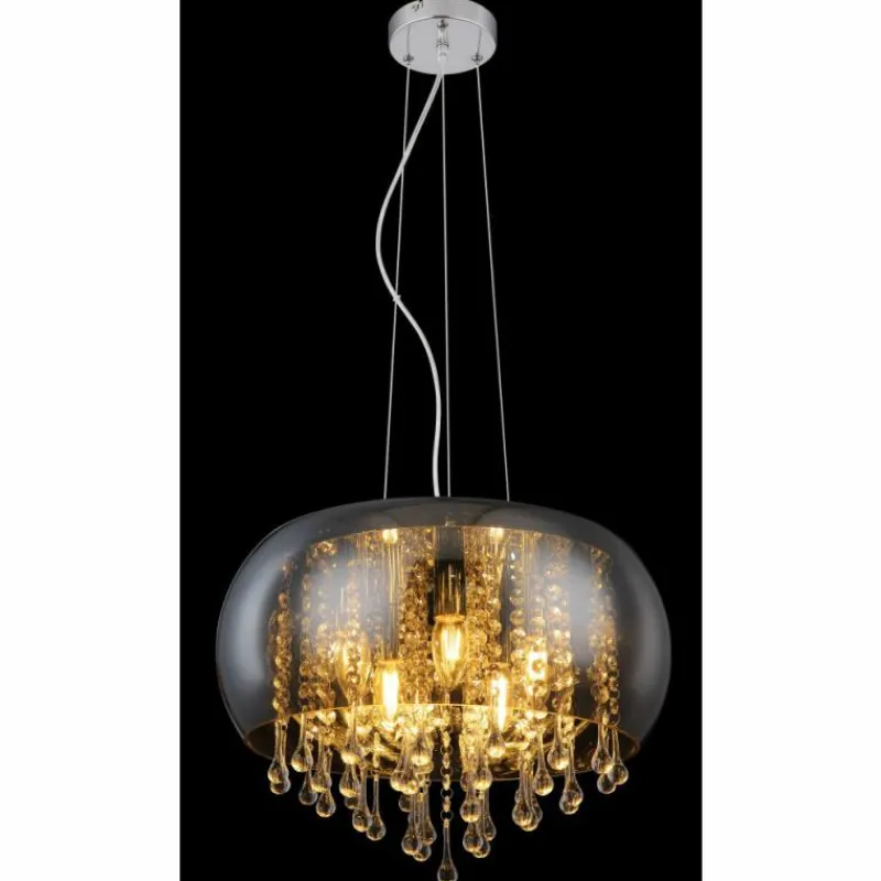 Suspension Verre Fumé-Luminaires Globo Lighting Suspension Globo KALLA Chrome, 1 lumière