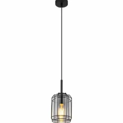 Suspension Verre Fumé-Luminaires Globo Lighting Suspension Globo KAMMI Noir, 1 lumière