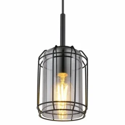 Suspension Verre Fumé-Luminaires Globo Lighting Suspension Globo KAMMI Noir, 1 lumière