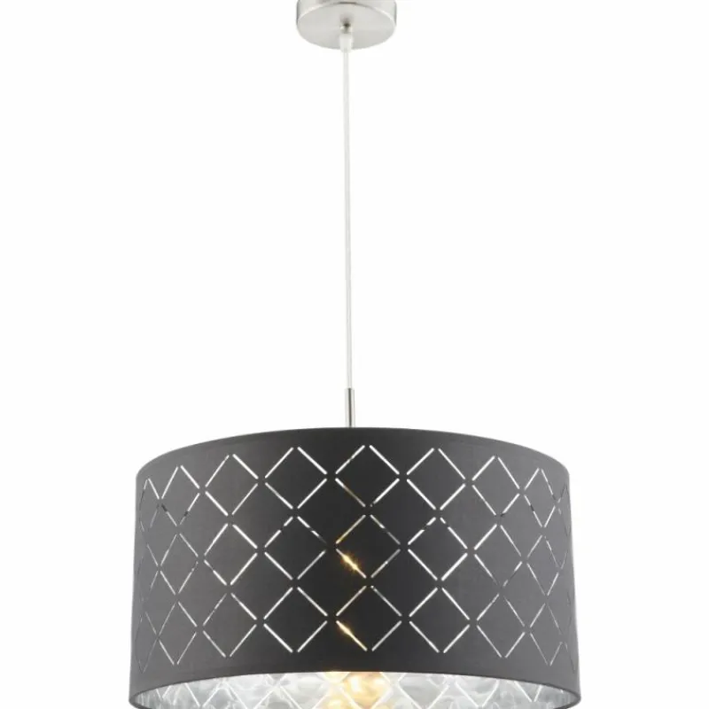 Lampes En Tissu-Luminaires Globo Lighting Suspension Globo KIDAL Nickel mat, 1 lumière