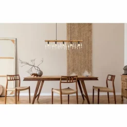 Lampes En Bois-Luminaires Globo Lighting Suspension Globo KIRA Bois foncé, Noir, 5 lumières