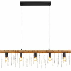 Lampes En Bois-Luminaires Globo Lighting Suspension Globo KIRA Bois foncé, Noir, 5 lumières