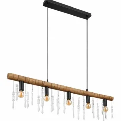 Lampes En Bois-Luminaires Globo Lighting Suspension Globo KIRA Bois foncé, Noir, 5 lumières