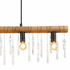 Lampes En Bois-Luminaires Globo Lighting Suspension Globo KIRA Bois foncé, Noir, 5 lumières