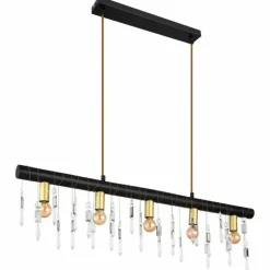 Suspension Verre Fumé-Luminaires Globo Lighting Suspension Globo KIRA Noir, 5 lumières