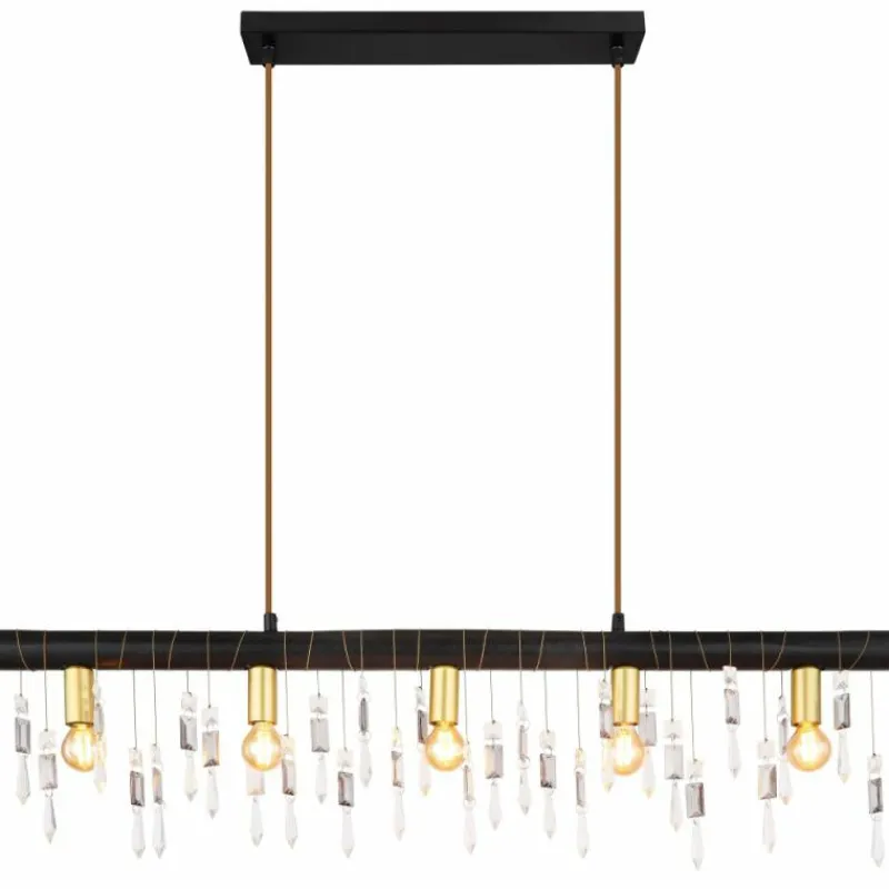 Suspension Verre Fumé-Luminaires Globo Lighting Suspension Globo KIRA Noir, 5 lumières