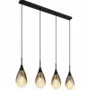 Suspension Verre Fumé-Luminaires Globo Lighting Suspension Globo KRYS Noir, 4 lumières