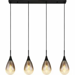 Suspension Verre Fumé-Luminaires Globo Lighting Suspension Globo KRYS Noir, 4 lumières