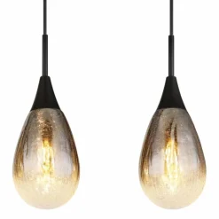 Suspension Verre Fumé-Luminaires Globo Lighting Suspension Globo KRYS Noir, 4 lumières