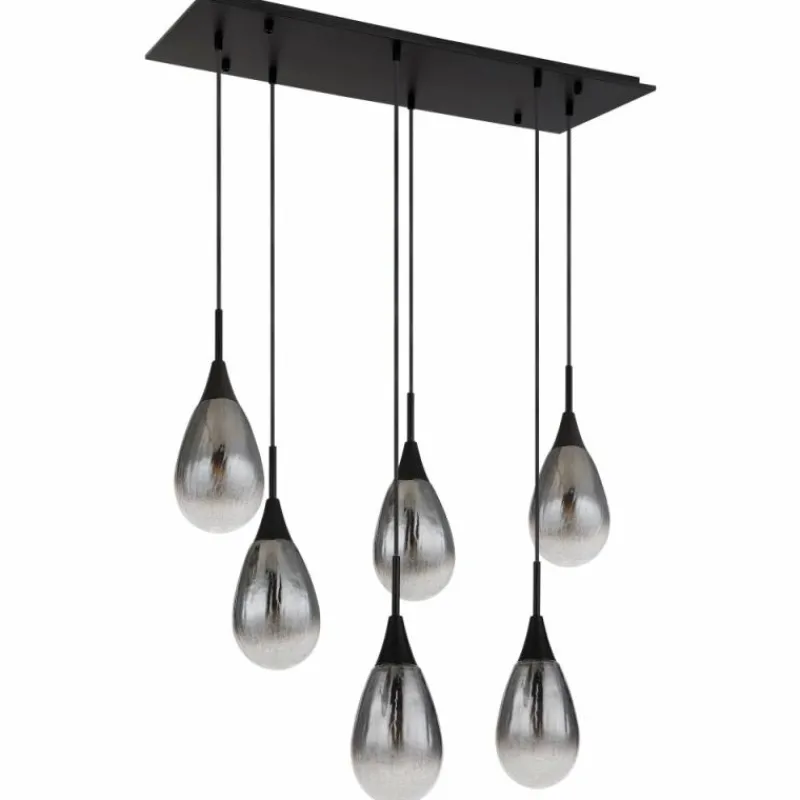 Suspension Verre Fumé-Luminaires Globo Lighting Suspension Globo KRYS Noir, 6 lumières