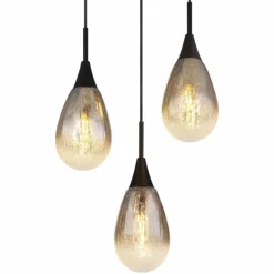 Suspension Verre Fumé-Luminaires Globo Lighting Suspension Globo KRYS Noir, 6 lumières