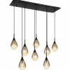 Suspension Verre Fumé-Luminaires Globo Lighting Suspension Globo KRYS Noir, 8 lumières
