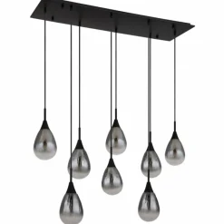 Suspension Verre Fumé-Luminaires Globo Lighting Suspension Globo KRYS Noir, 8 lumières