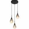 Suspension Verre Fumé-Luminaires Globo Lighting Suspension Globo KRYS Noir, 3 lumières