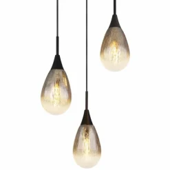 Suspension Verre Fumé-Luminaires Globo Lighting Suspension Globo KRYS Noir, 3 lumières