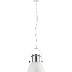 Lampes Industrielles-Luminaires Globo Lighting Suspension Globo Kutum Chrome, Blanc, 1 lumière
