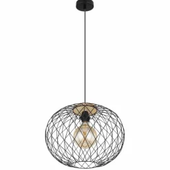 Lampes En Bois-Luminaires Globo Lighting Suspension Globo LACKY Bois clair, Noir, 1 lumière