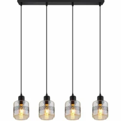Luminaires Globo Lighting Suspension Globo LAZARUS Noir, 4 lumières