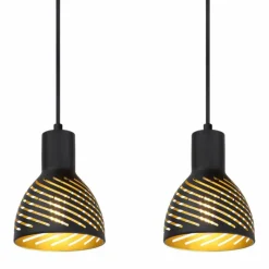 Lampes Dorées-Luminaires Globo Lighting Suspension Globo LENNA Couleur bois, 4 lumières