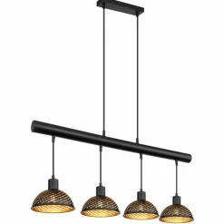 Lampes Dorées-Luminaires Globo Lighting Suspension Globo LENNA Noir, 4 lumières