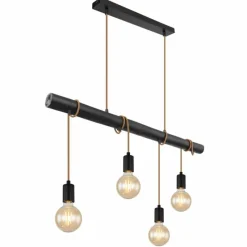 Lampes En Bois-Luminaires Globo Lighting Suspension Globo LEO Noir, 4 lumières