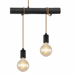 Lampes En Bois-Luminaires Globo Lighting Suspension Globo LEO Noir, 4 lumières