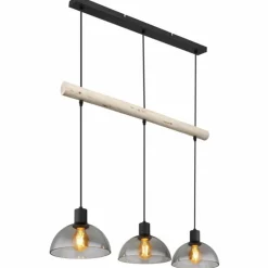 Suspension Verre Fumé-Luminaires Globo Lighting Suspension Globo LINDI Écru, Noir, 3 lumières