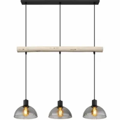 Suspension Verre Fumé-Luminaires Globo Lighting Suspension Globo LINDI Écru, Noir, 3 lumières