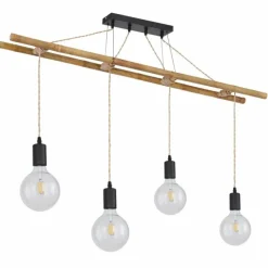 Lampes En Tissu-Luminaires Globo Lighting Suspension Globo LIONI Brun, Noir, 4 lumières