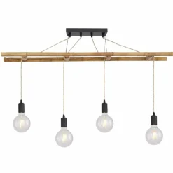 Lampes En Tissu-Luminaires Globo Lighting Suspension Globo LIONI Brun, Noir, 4 lumières