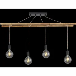Lampes En Tissu-Luminaires Globo Lighting Suspension Globo LIONI Brun, Noir, 4 lumières