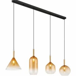 Luminaires Globo Lighting Suspension Globo LOPUSA Laiton, Noir, 4 lumières